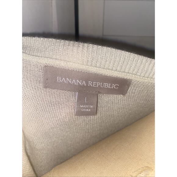 Banana Republic Women's Knit Long Sleeve Cream Sweater Top Blouse Sz Large - Picture 8 of 8